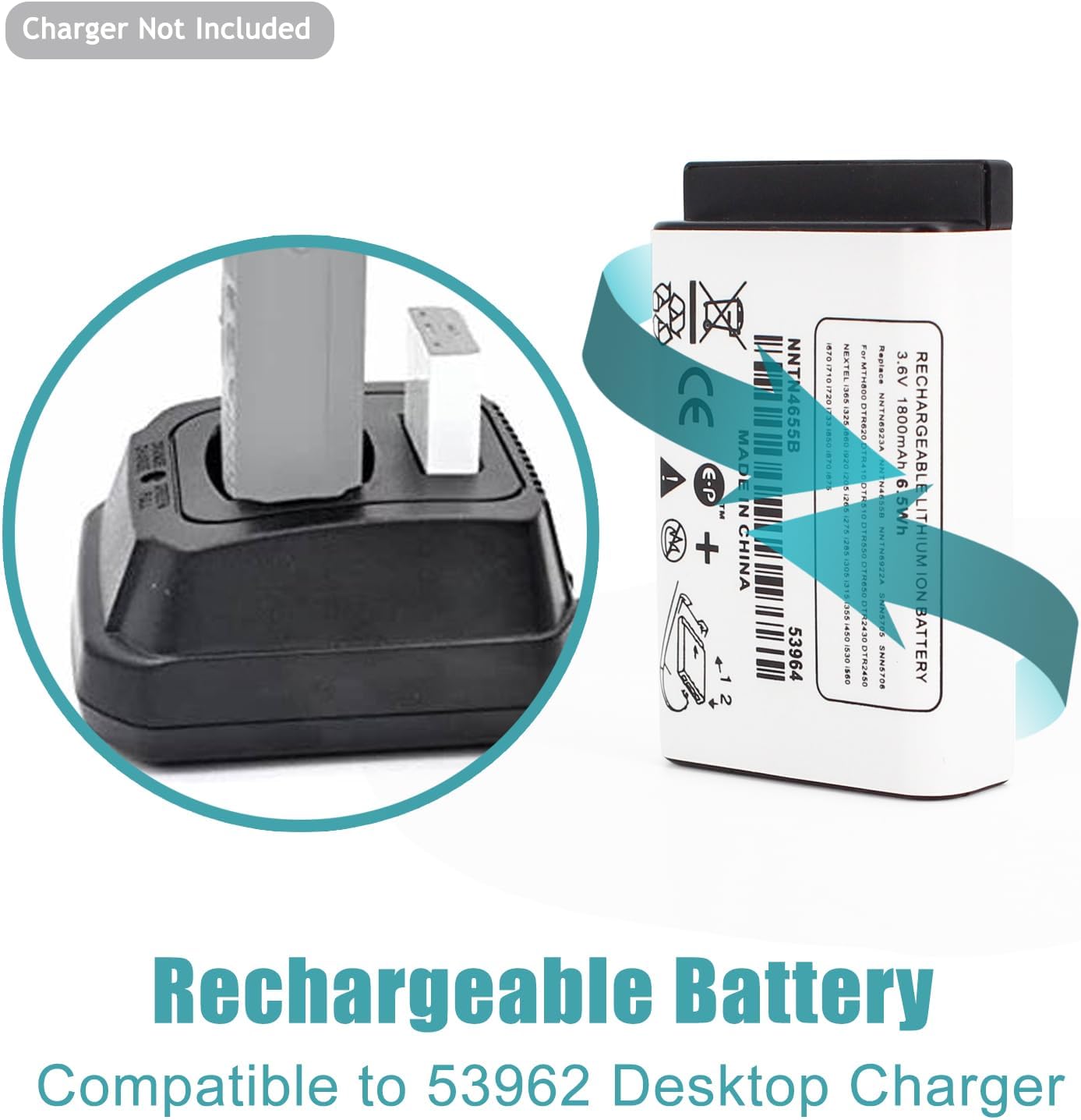 Accessoryway 2pcs NNTN4655B Replacement Battery cormpatible for Motorola DTR410 DTR550 DTR650 DTR520 DTR620 MTH650 MTH800 Radio Standard Battery Pack NNTN4655B NNTN6923A 1800mAh Li-Ion 3.6 V