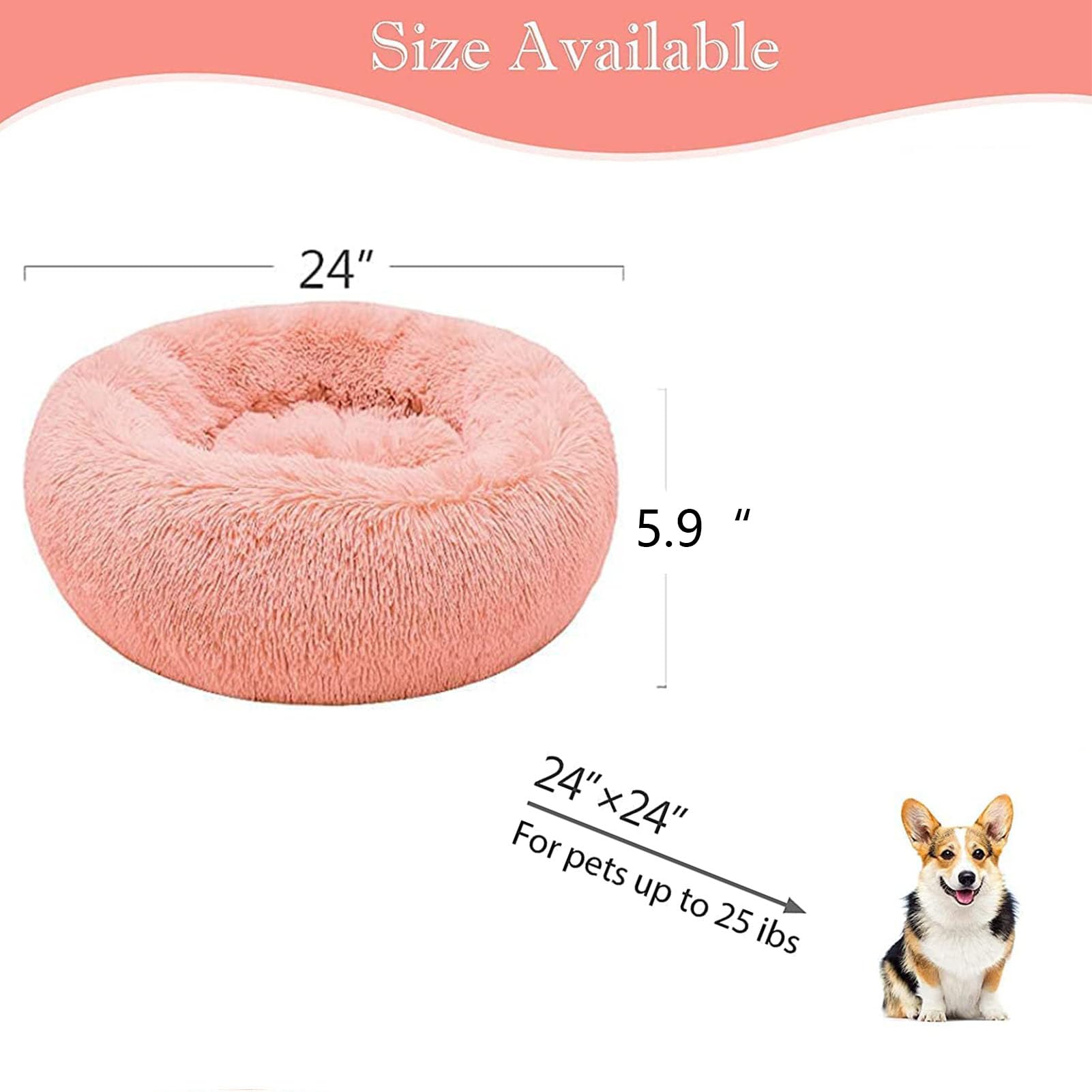 سرير دائري مهدئ للكلاب والقطط من بوكسونج، سرير دائري ناعم ومريح لتخفيف المفاصل، سرير مبطن من الفرو الصناعي المنفوش للكلاب والقطط الصغيرة والمتوسطة (رمادي)