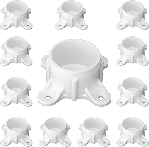 12 Paquetes de Bridas de PVC para Tubería de PVC de 1-1/2", Tapas de Rosca de Mesa Accesorios para Proyectos de Soporte de Varilla DIY, Fabricación