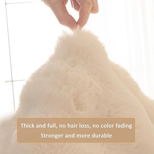 Miniatura 4 de JIUYEKEW Cojín grueso de felpa de conejo para sofá, fundas de cojín esponjosas para sofá, protector de muebles, funda de sofá antideslizante de piel