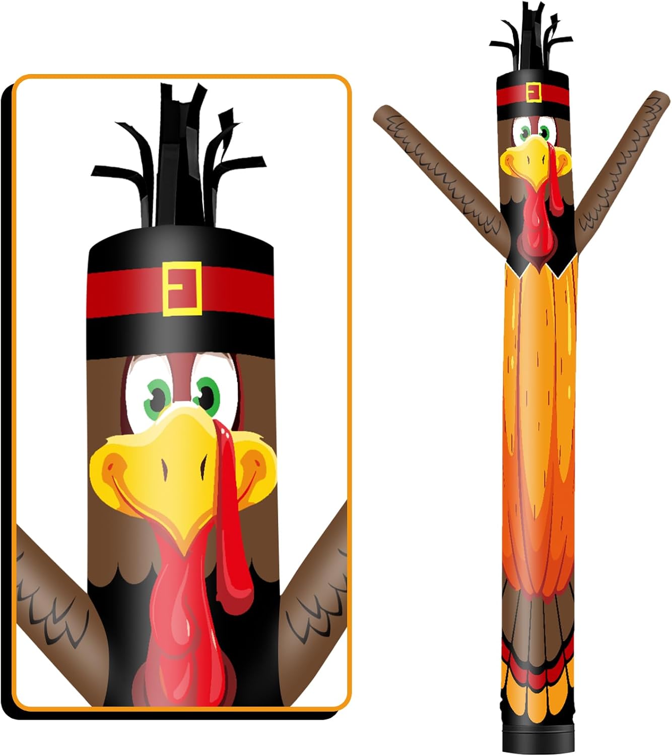 20FT Tall Pumpkin Turkey Inflatable Tube Man (18''Diameter) Wacky Wavy Dancing Guy for Outdoor Decoration Advertising Business Promotion - Thanksgiving Day (Blower Not Included)