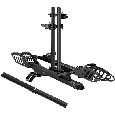 Young Electric E-Bike Rack with Ramp, Hitch 2 Bike Rack, 200 lbs Capacity Electric Bike Carrier, Foldable Platform Mount for Cars, Trucks, SUVs, Minivans, Up to 5-Inch Fat Tire for 2'' Receiver