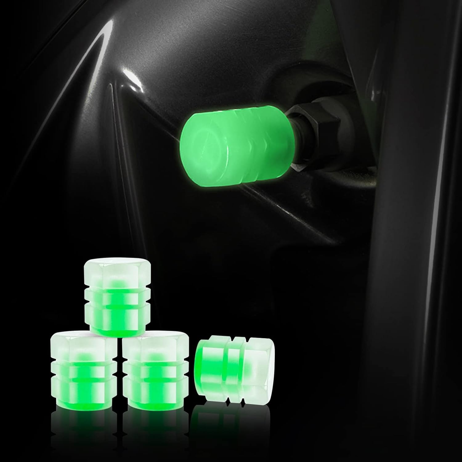 yonwait 4 tapones de válvula de neumático de coche, cubierta de tapones de aire luminosos yonwait 4 tapones de válvula de neumático de coche, cubierta de tapones de aire luminosos