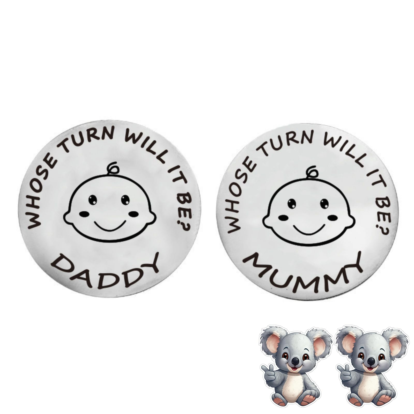 New Parent Decision Turn Coin First Time Pregnant Mom To Be And Dad Couple Funny Baby Shower Daddy Christmas Expecting Pregnancy Newborn After Birth Gift Idea Cool Boy Mommy Women Mama Present Flip 11