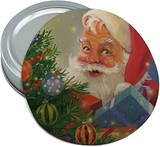 Christmas Holiday Santa Behind the Tree Round Rubber Non-Slip Jar Gripper Lid Opener