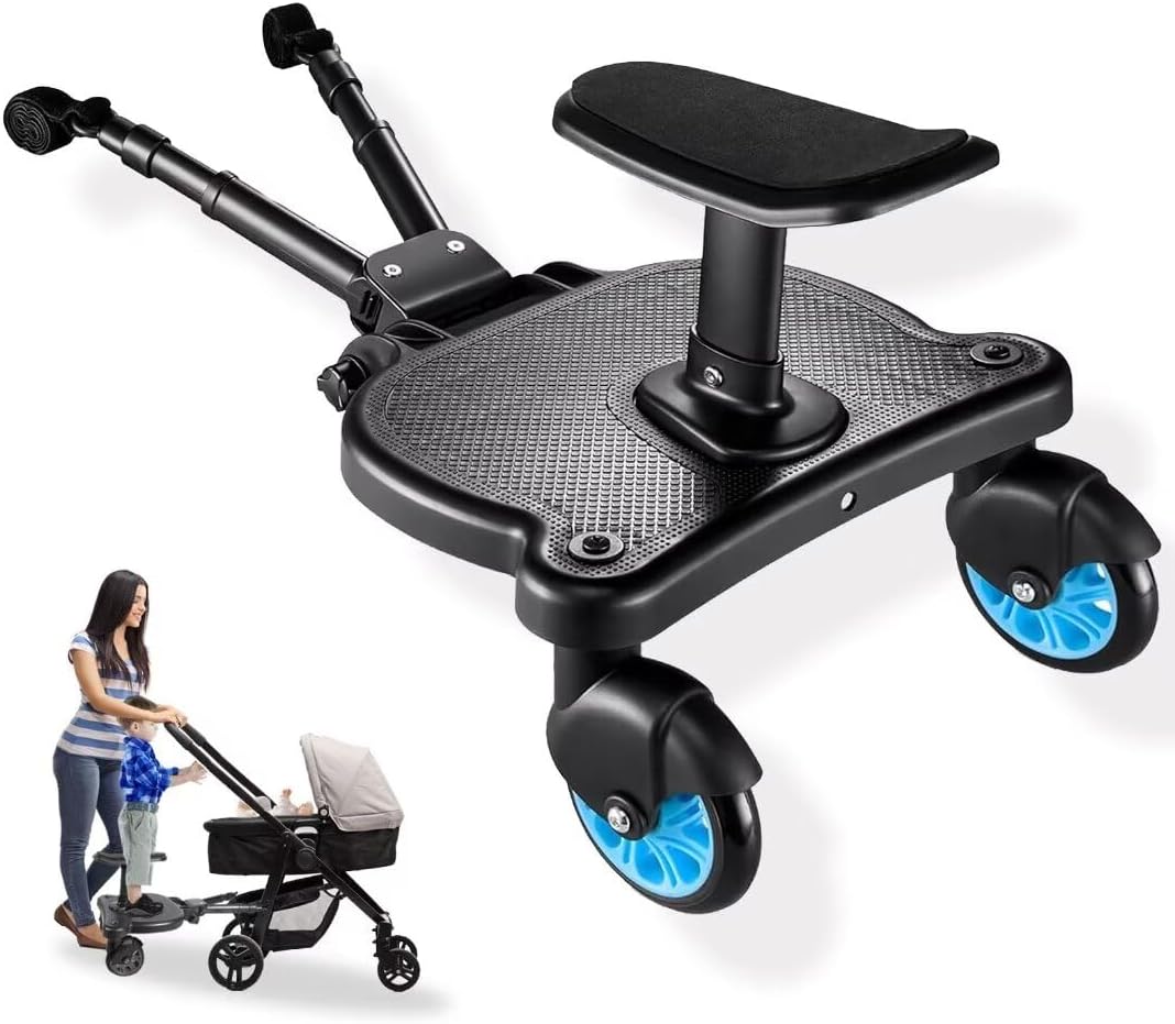 Universal Stroller Board with Detachable Seat - 2 in 1 Sit and Stand Stroller Standing Board for Most Brands of Strollers Holds Children up to 55lbs