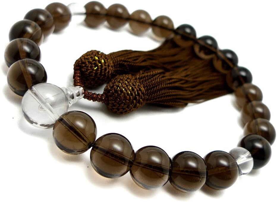 (SAJ) 職人仕立て 男性用 数珠 12mm 茶水晶（スモーキークォーツ） 念珠