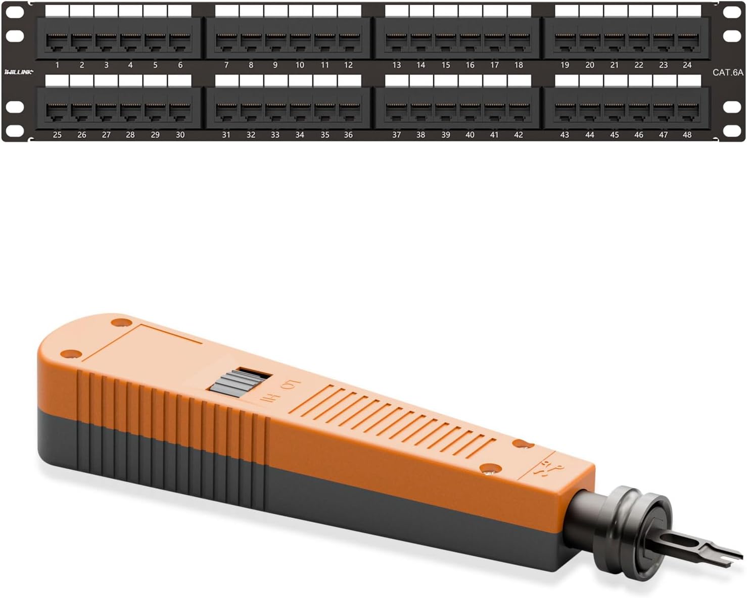 iwillink 48-Port Cat6A Patch Panel and Punch Down Tool with 110 Blade Type