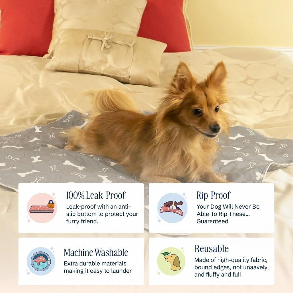 Washable Forever Pee Pads for Dogs, Reusable Puppy Training Mat, Waterproof Leak-Proof Pet Bed Protector for Crates, Travel & Furniture, Absorbent Non-Slip Design, 12 Patterns(#K,L*3)