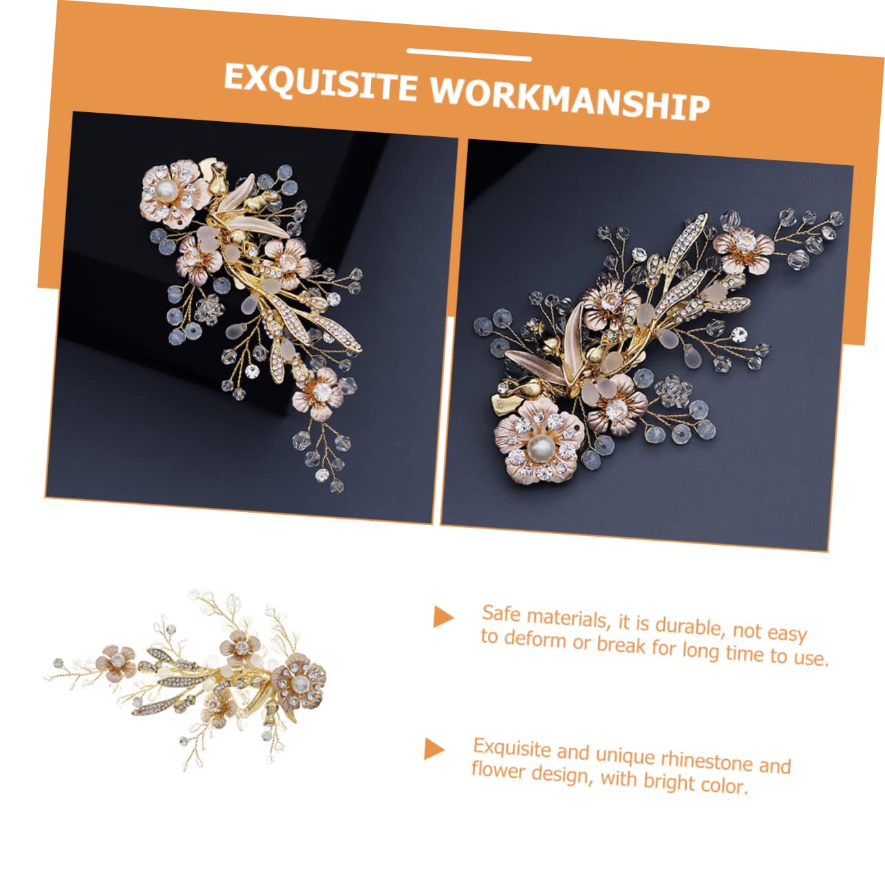 MAGICLULU 4 Stück Braut Haarnadel haarschmuck Haarspangen Kopfbedeckungen für Damen Hochzeitskopfschmuck für die Braut Haarklammer Haarnadel Haarspange Strasssteine Ausgabekarte