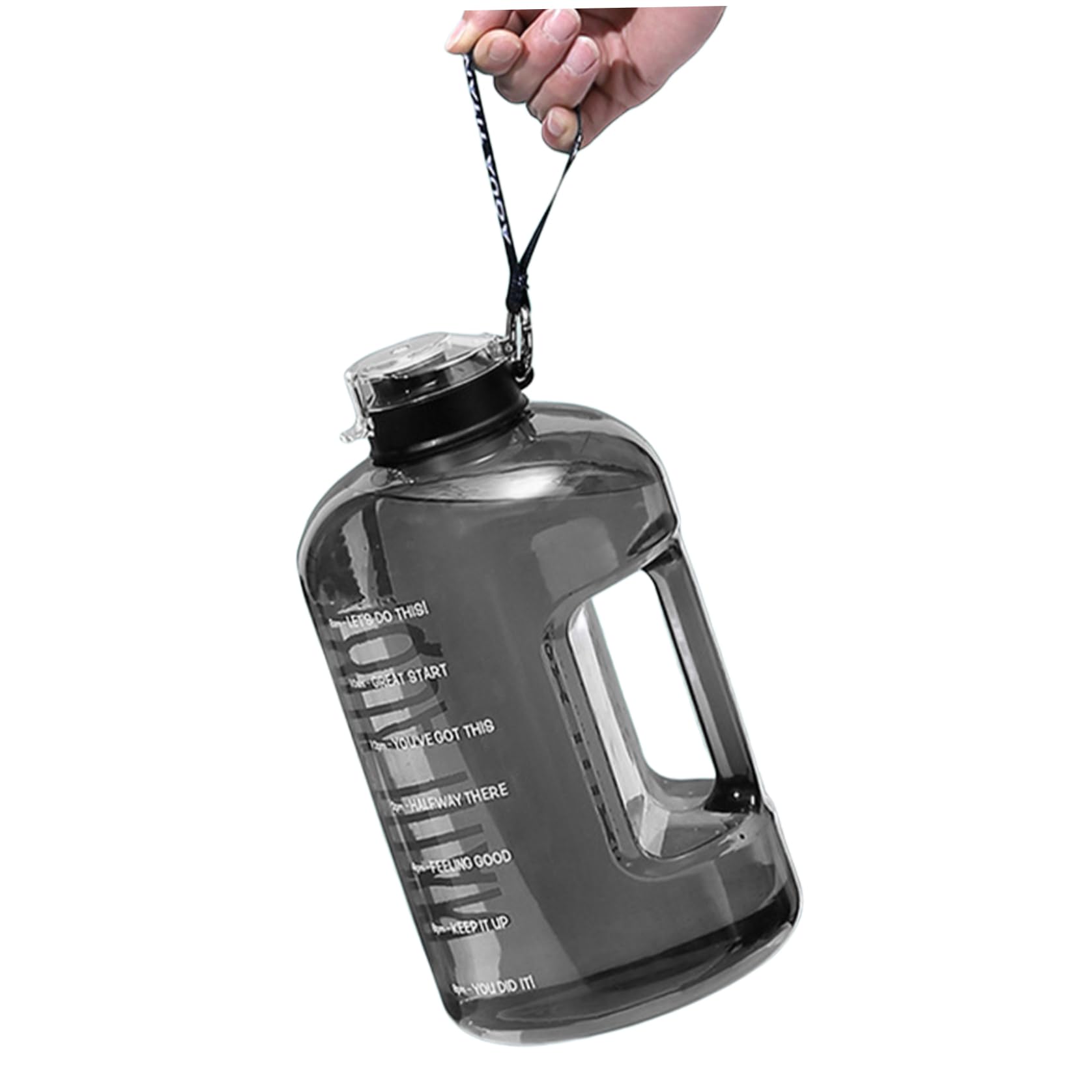 Botella de agua de un galón con marcador de tiempo motivacional para fitness