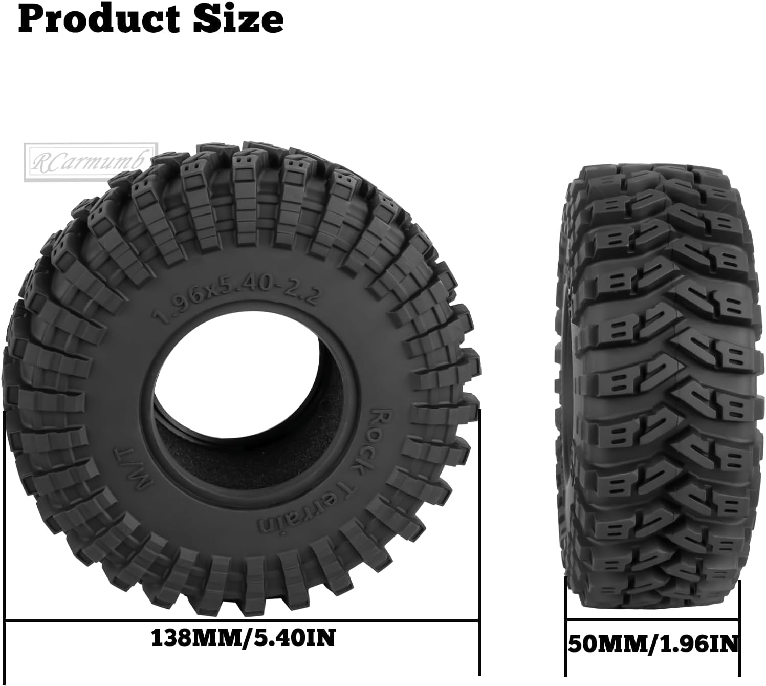 2.2 Inch RC Crawler Tires for 1/10 TRX4 SCX10 Capra AMG 6x6 Gen8 Everest Gen7 Pro Off-Road Vehicles,All-Terrain High Grip Soft Rubber Tires w/Deep Tread & Foam Insert,StyleA