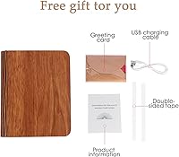 Vista 13 de XIUDI 8 Colors Small Folding Book Lamp,Wooden Book Lights,Upgraded Version Portable Desk Light,Novelty LED Paper Lantern with USB Rechargeable Night