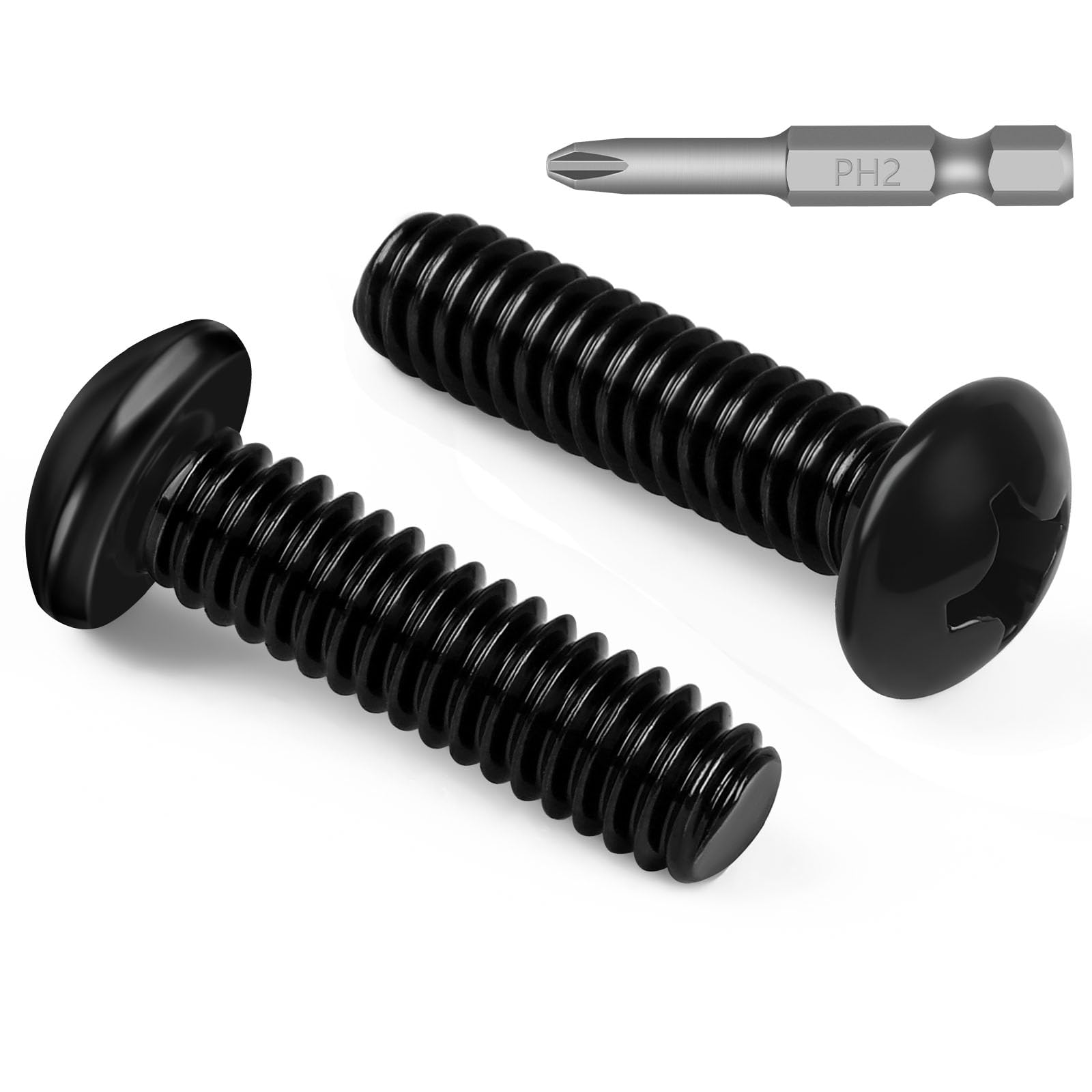 50 PCS #8-32 x 3/8" Phillips Pan Head Machine Screws, Round Head Machine Screw Bolts, 18-8 Stainless Steel (304), Full Thread, Black Coating