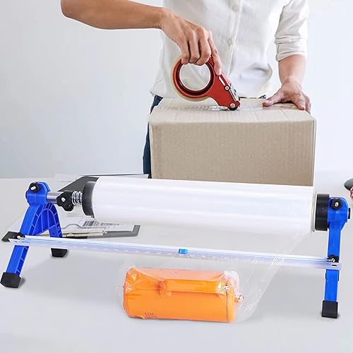 Miniatura 7 de Dispensador de película estirable de mesa 2 en 1 Máquina de embalaje de película estirable manual de envoltura de paletas, ancho máximo de película