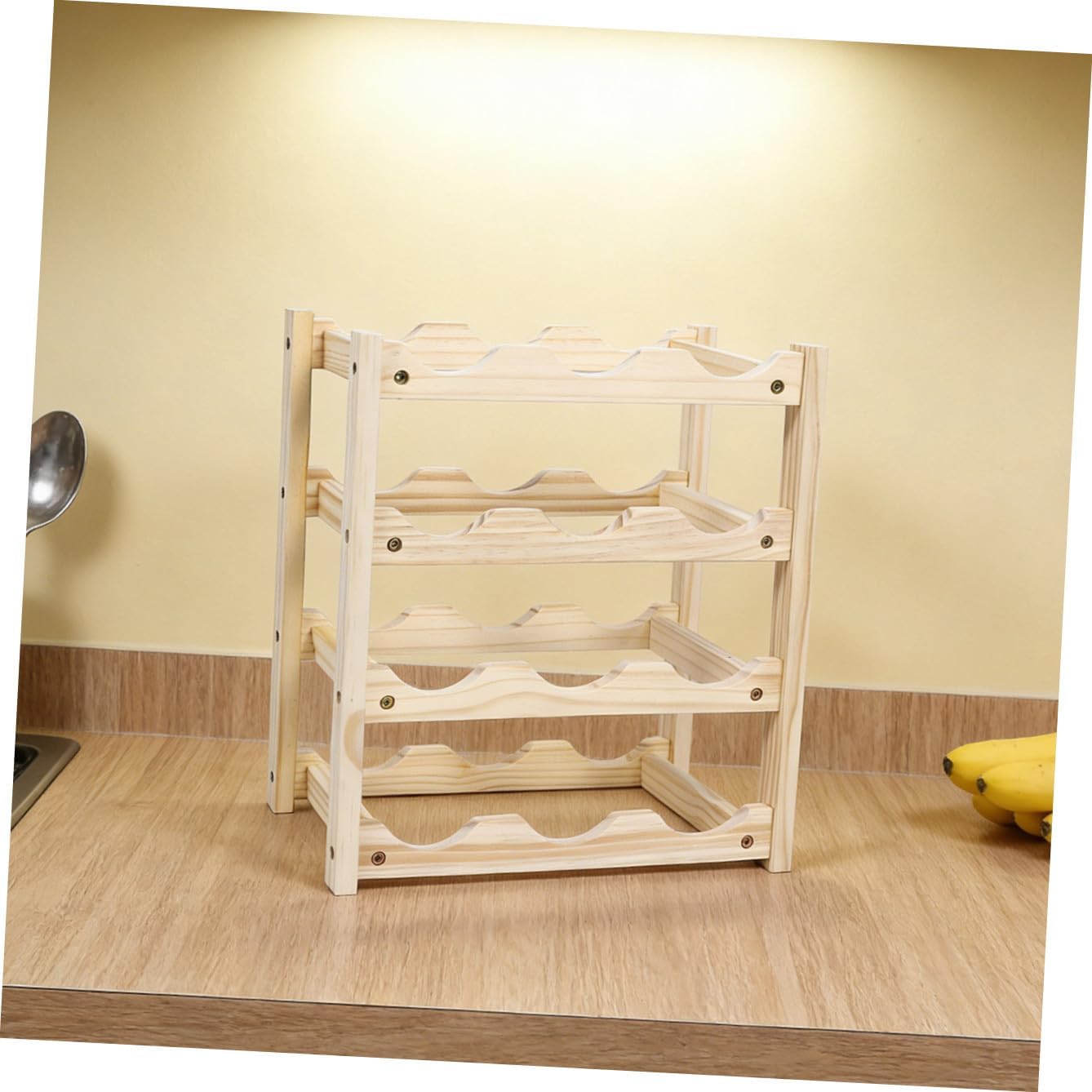 SECFOU Elegant Wooden Wine Rack Bottle Capacity Wine Storage Holder for Countertop Fridge Cabinet Decorative Bottle Stand for Home Hotel Bar