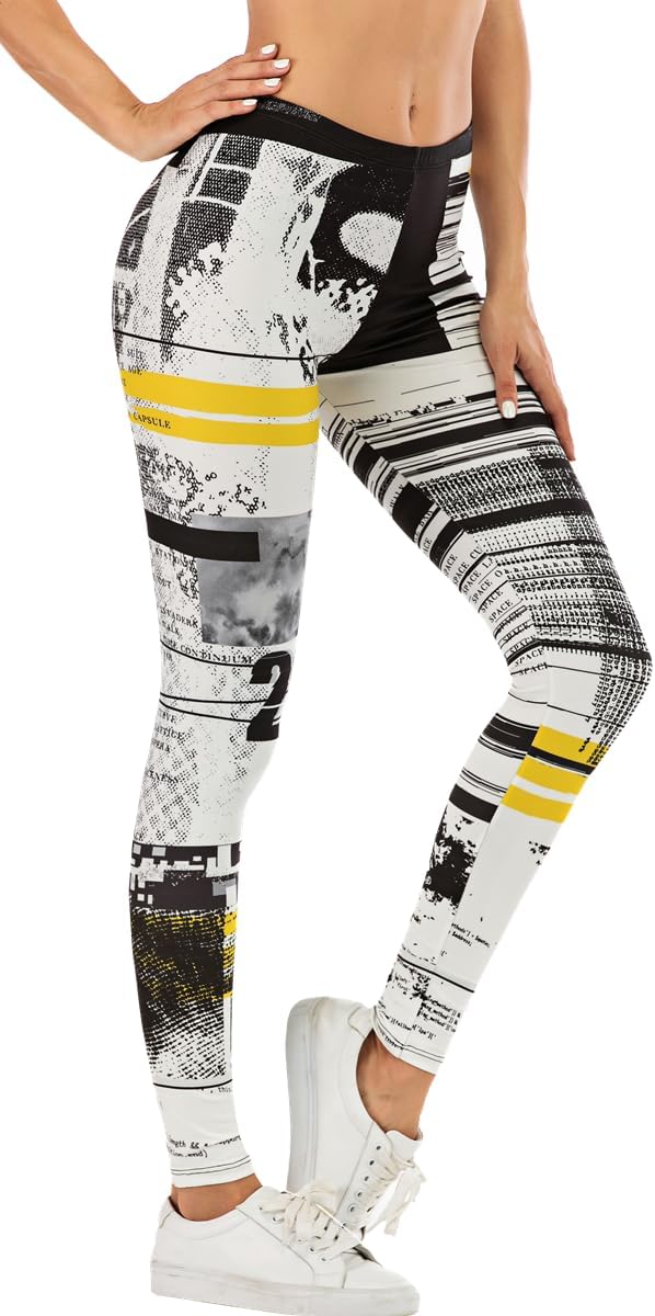 Ndoobiy Printed Leggings Basic Workout Yoga Pants Buttery Smooth Womens Leggings