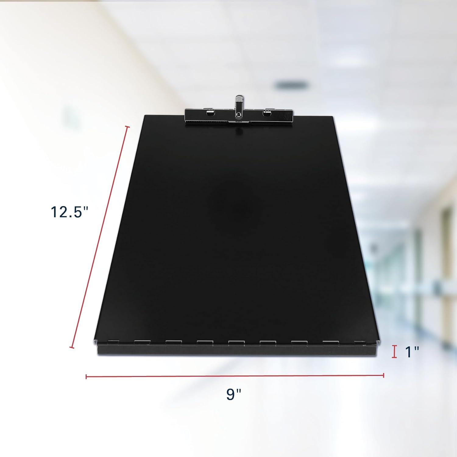 Saunders Slim Metal Clipboard with Storage, Heavy Duty Aluminum Form Holder for Nursing & Contractors, Letter Size Paper Organizer Box with Secure Locking Latch, Made in USA, Black