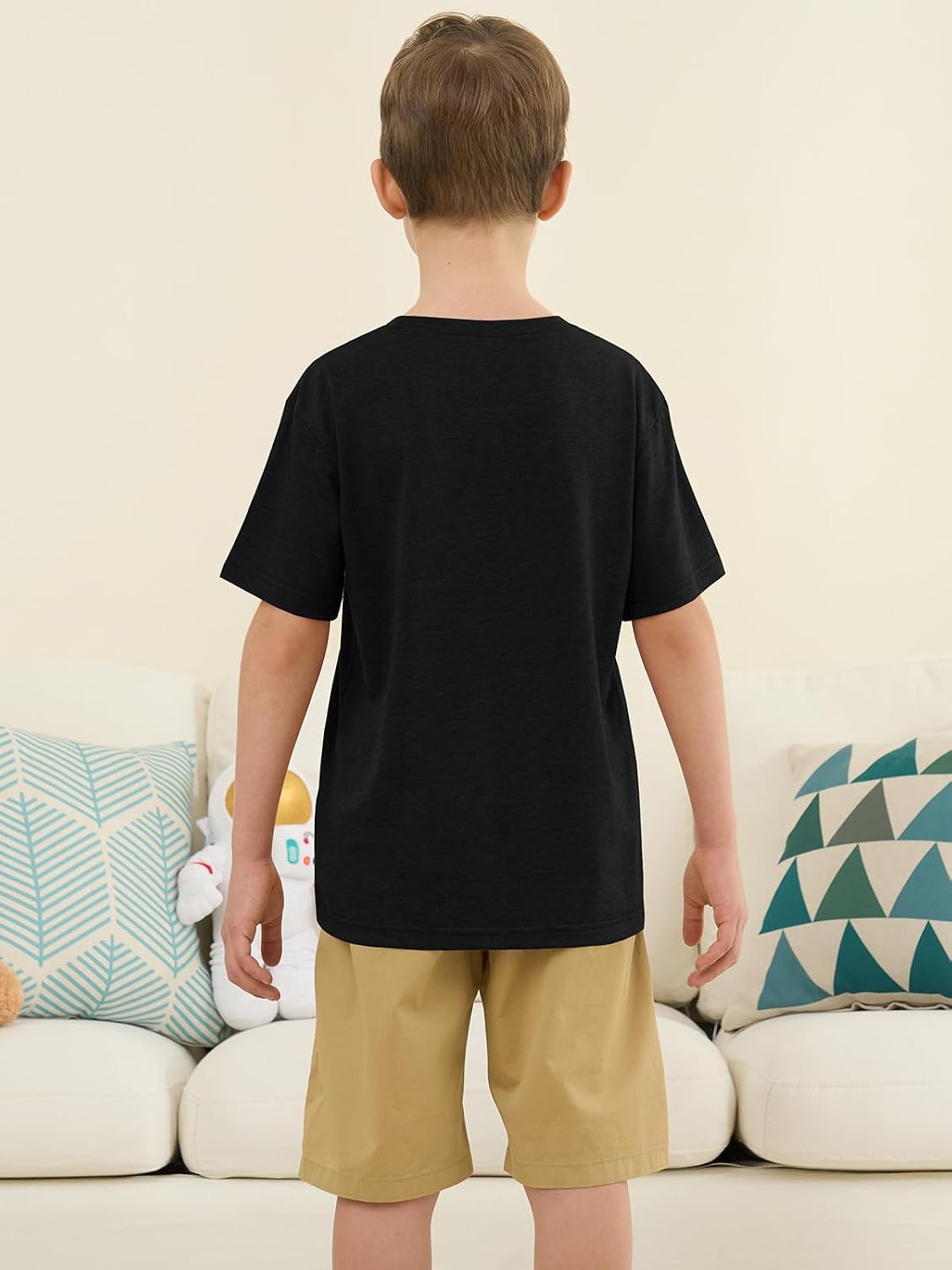 ZDC Boys Short Sleeve Shirts Kids Summer Crewneck Tops Loose Fit Basic Tees image 3