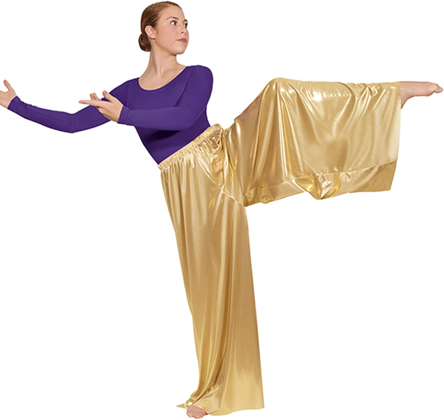 Eurotard Womens Metallic Palazzo Pants (14691) -Gold -2X