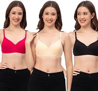 CEE 18 Women's Cotton Padded and Non-Wired T-Shirt Bra | B-Cup | Seamless | Ultra Soft | Adjustable Shoulder Straps | Padd... Price In India