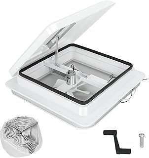 BLACKHORSE-RACING 14" RV Roof Vent Fit for Camper Trailer Universal White Lid Roof Vent