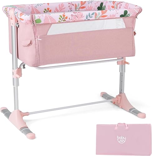 Miniatura 13 de BABY JOY Cuna junto a la cama para bebé, cuna portátil de viaje con moisés lateral con bolsa de transporte, moisés para recién nacidos a bebés, cuna