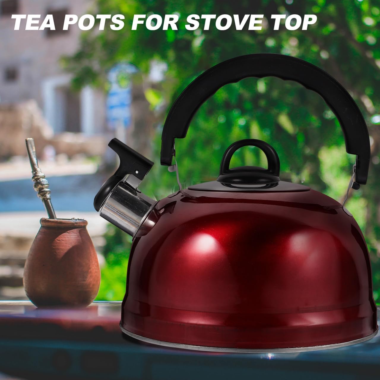 Whistling Kettle for Stove Top 7.87 Inch Hemispherical Tea Kettle with Ergonomic Handle Wide Opening for Easy Cleaning Kitchen Cookware for Tea and Coffee