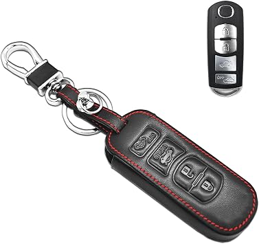 MECHCOS Compatible with Mazda CX-5 CX-7 CX-9 Mazda 3 6 MX-5 Miata Toyota Yaris iA Scion iA Key Fob Cover Case Leather Protector Shell Key Chain Holder
