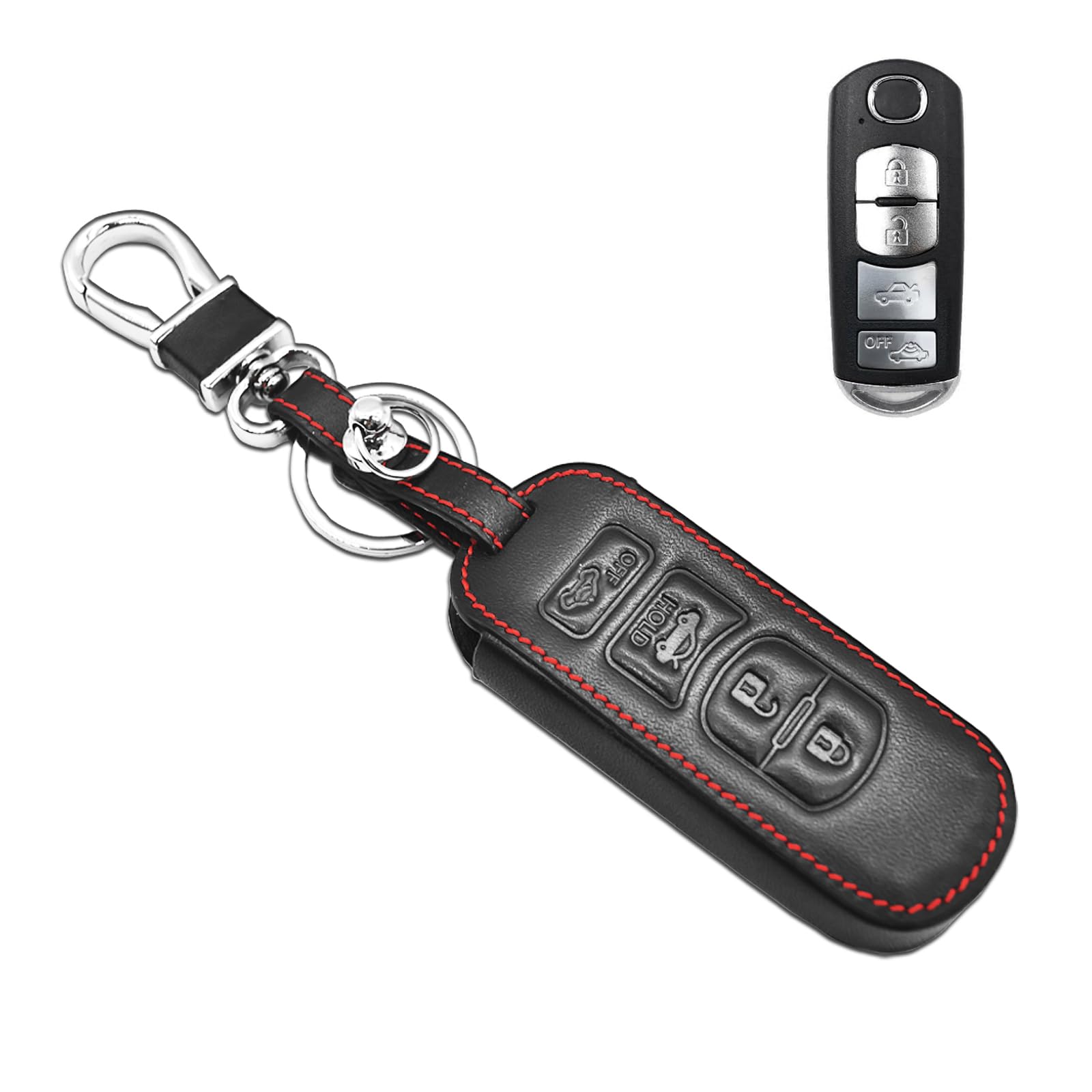 MECHCOSCompatible with Mazda CX-5 CX-7 CX-9 Mazda 3 6 MX-5 Miata Toyota Yaris iA Scion iA Key Fob Cover Case Leather Protector Shell Key Chain Holder