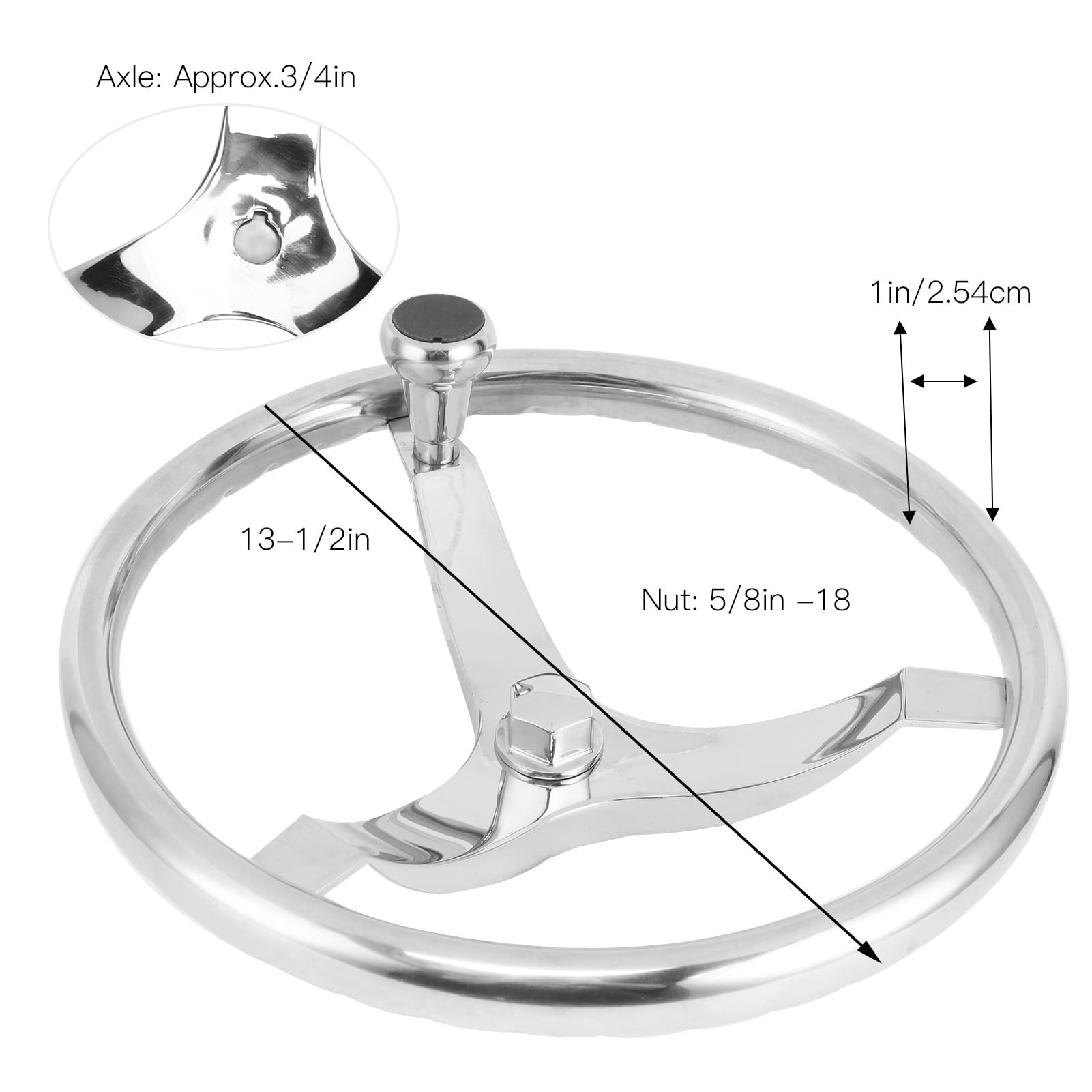 Yctze Volante per Barca Premium da 13,5 Pollici a 3 Razze - Accessorio Hardware Marino in Acciaio Inossidabile, Antiruggine e Resistente Alle Intemperie per Yacht e Barche, Include Dado di