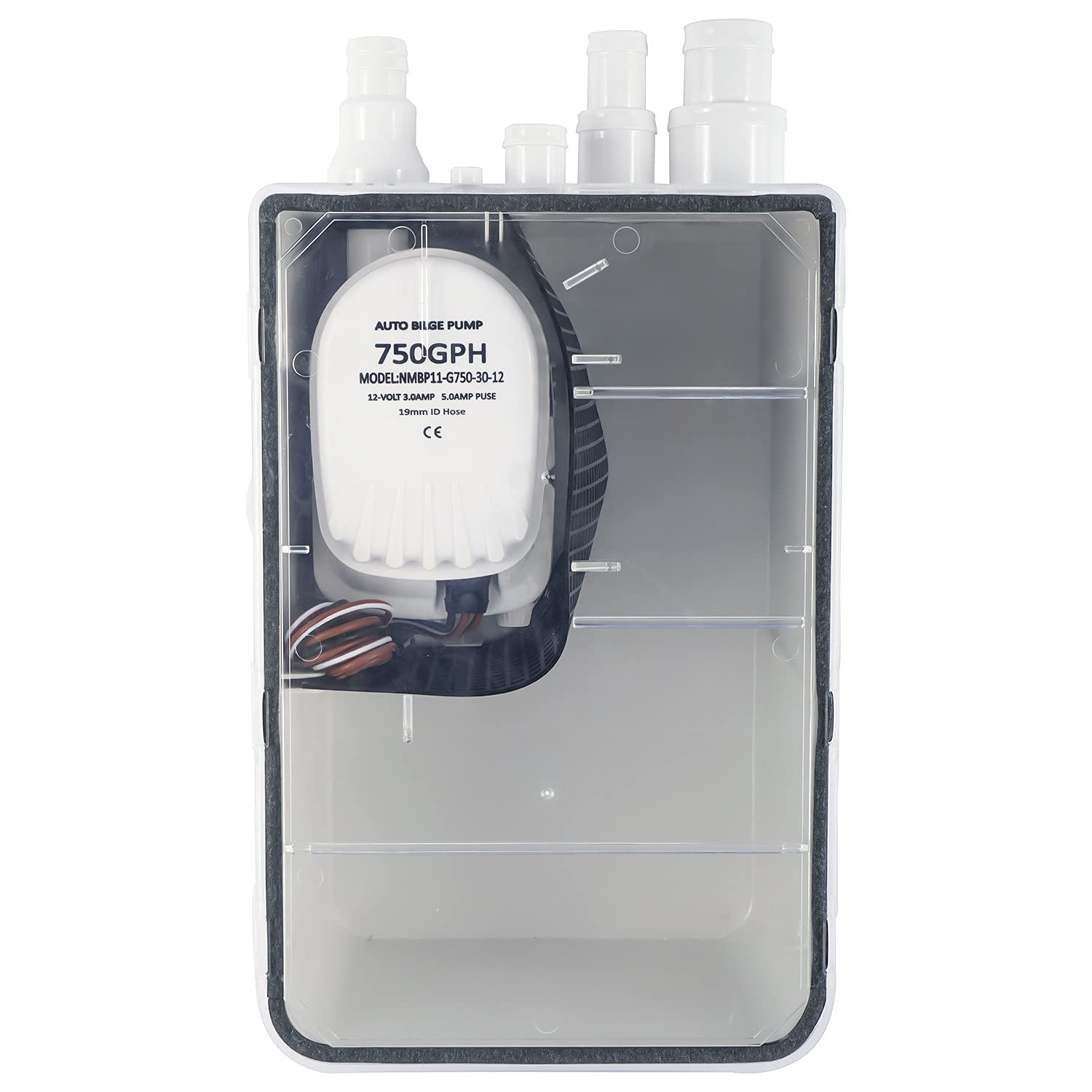 FreeTec Boot Marine Duschwanne Pumpe Drain Einlässe Ablauf Kit System Duschsumpfpumpensystem Bilge 12V 750 GPH Multi Port Drain Box