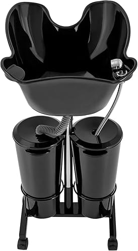 Miniatura 10 de Fregadero de lavado de cabello, lavabo de champú profundo de altura ajustable con manguera de drenaje para el hogar, peluquería, salón de belleza,