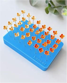Keoker 1PC Silicone Baking Mat for Polymer Clay, Stud Earring Application Board for Standing & Painting, Polymer Clay Tool Work with Polymer Clay Earring Cutters Blue