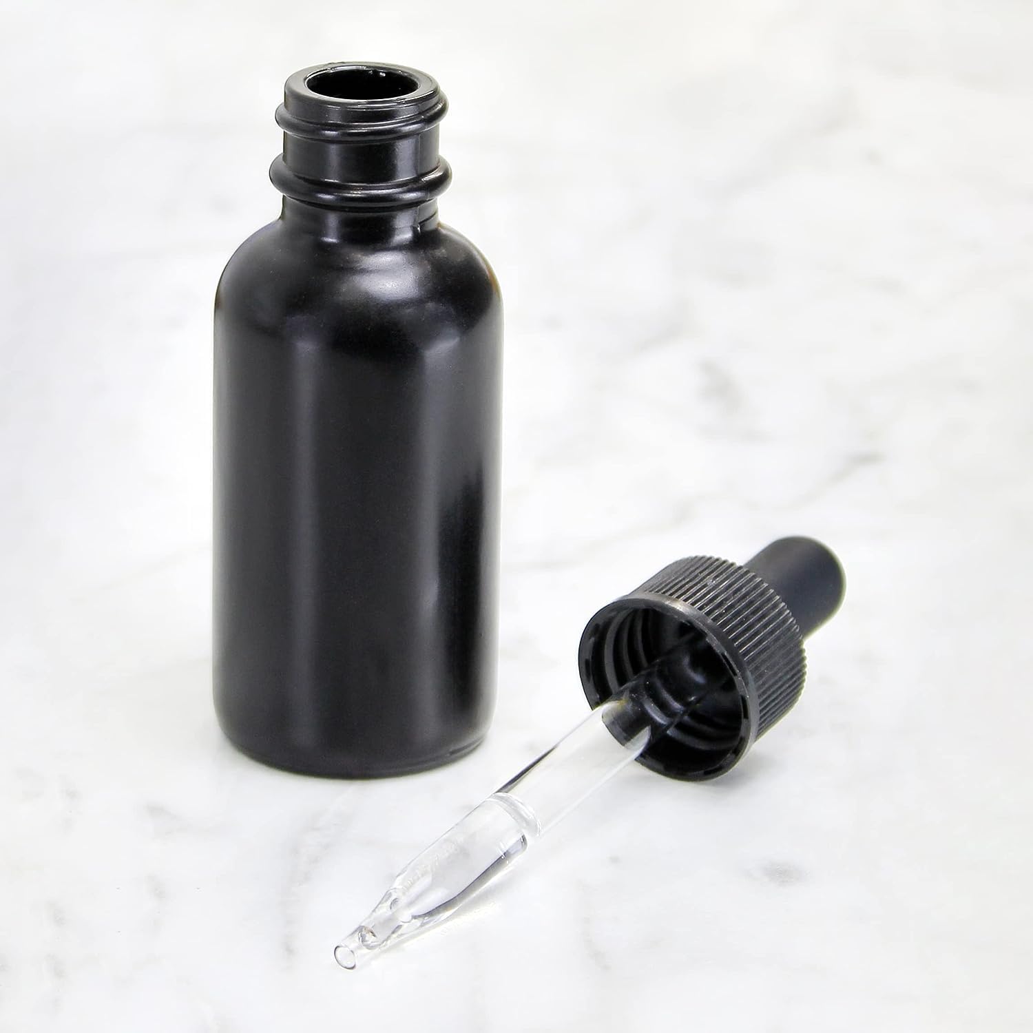 Cornucopia Brands 1oz Black Coated Glass UV Resistant Eye Dropper Bottles (Pack of 6) UV Safe Bottles for Essential Oils and Aromatherapy