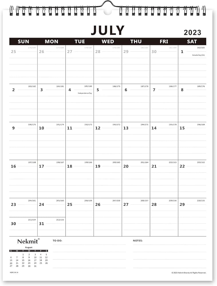 Amazon.com: Nekmit 2023-2024 Yearly Monthly Wall Calendar, Wirebound  Calendar for Home Schooling Plan & Schedule, Ruled Blocks, Runs From now to  December 2023, 15 x 12 Inches, Black : Office Products