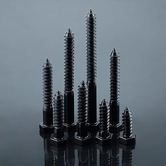 5/16 x 1-1/4 Black Hex Head Lag Screws Bolts (20 pcs), 304 Stainless Steel 18/8, Black Oxide Coated, Full Thread, Deck Screws, Heavy Duty Hex Head Wood Lag Screws, Fayeploo