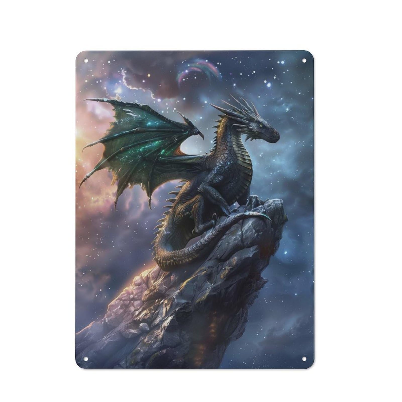 Junmoney Mystical Dragon On Rock Retro Metal Gift Sign 40X30cm, Home Wall Decor For Flat, Dorm Room, Lounge Or Cafe