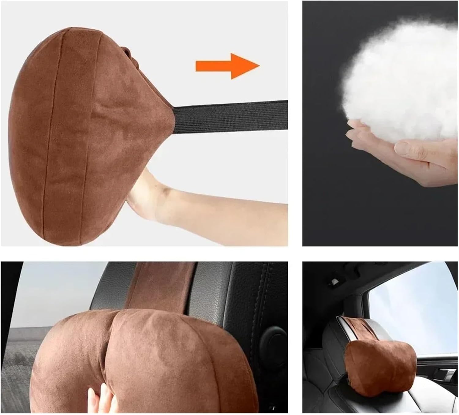 2PCS Fit for Car Headrest Neck Support Pillow - Universal Adjustable Neck Rest Cushion Fit for S Class(Brown 2 PCS)