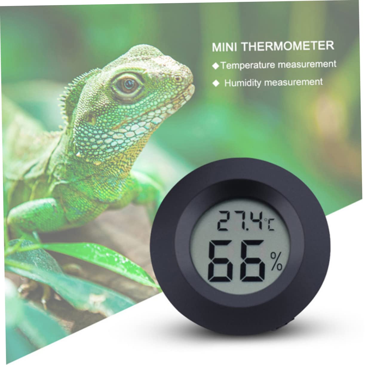 HEMOTON 2 Set Termometro -igrometro Monitor di Temperatura E umidità per Tartarughe Misuratore di umidità Rotonda Rettile Termometri Terrario Mini Nero Plastica 7 Pezzi*2