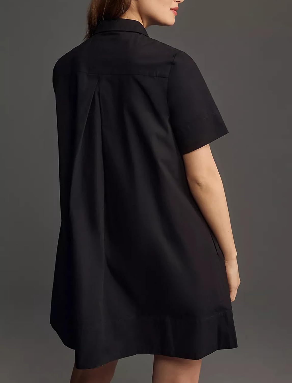 Women Short Sleeve Swing Tunic Mini Dress Oversized Button Down Shirt Dress Summer Casual Flowy A Line Dress - Image 5