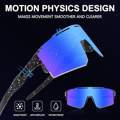 Vista 111 de OULAIQI Cycling Sunglasses Polarized Sunglasses for Cycling Men Women with 1 Lens or 3 Interchangeable Lens Baseball Glasses