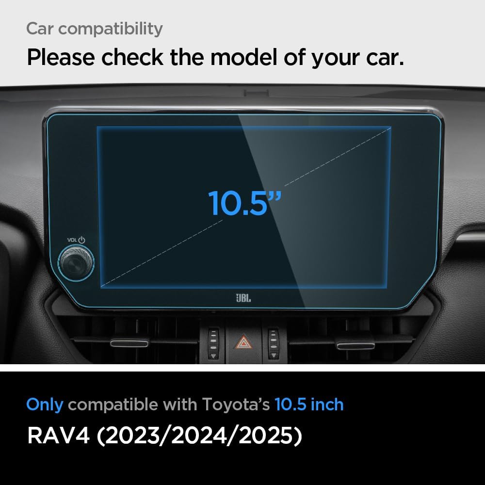 Spigen Tempered Glass Screen Protector [GlasTR Slim] designed for Toyota RAV4 (2023/2024/2025) 10.5 inch Dashboard Touchscreen - Anti Glare
