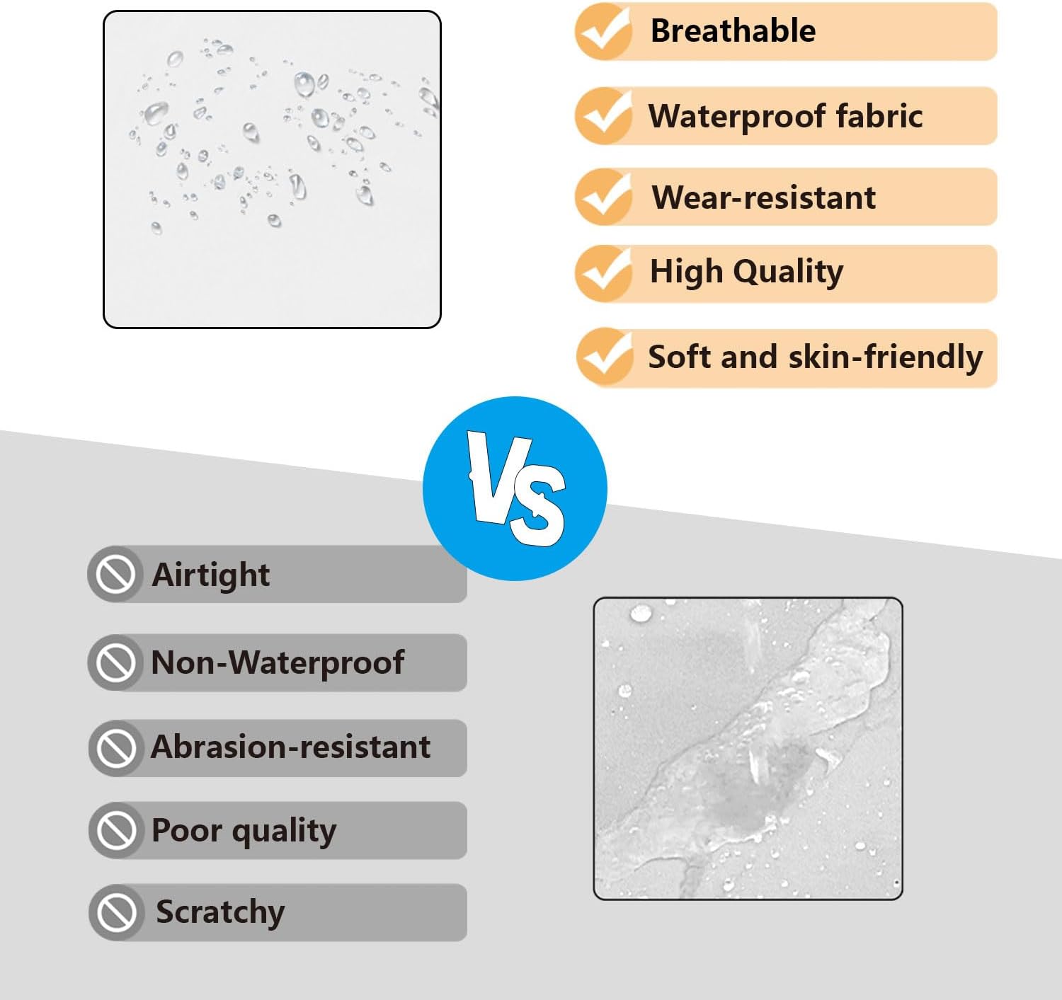 Outdoor Chaise Lounge Cushion Covers Only (Not Includes Cushion), 80x26x3 Inch Patio Cushion Slipcovers Waterproof Anti-Slip Lounge Chair Replacement Cover with Zipper Ties for Patio Pool (Khaki)