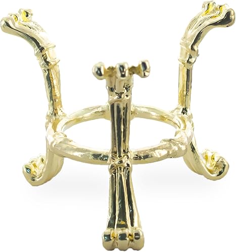 BestPysanky Pantalla reversible de tres patas con soporte para huevo de metal en tono dorado