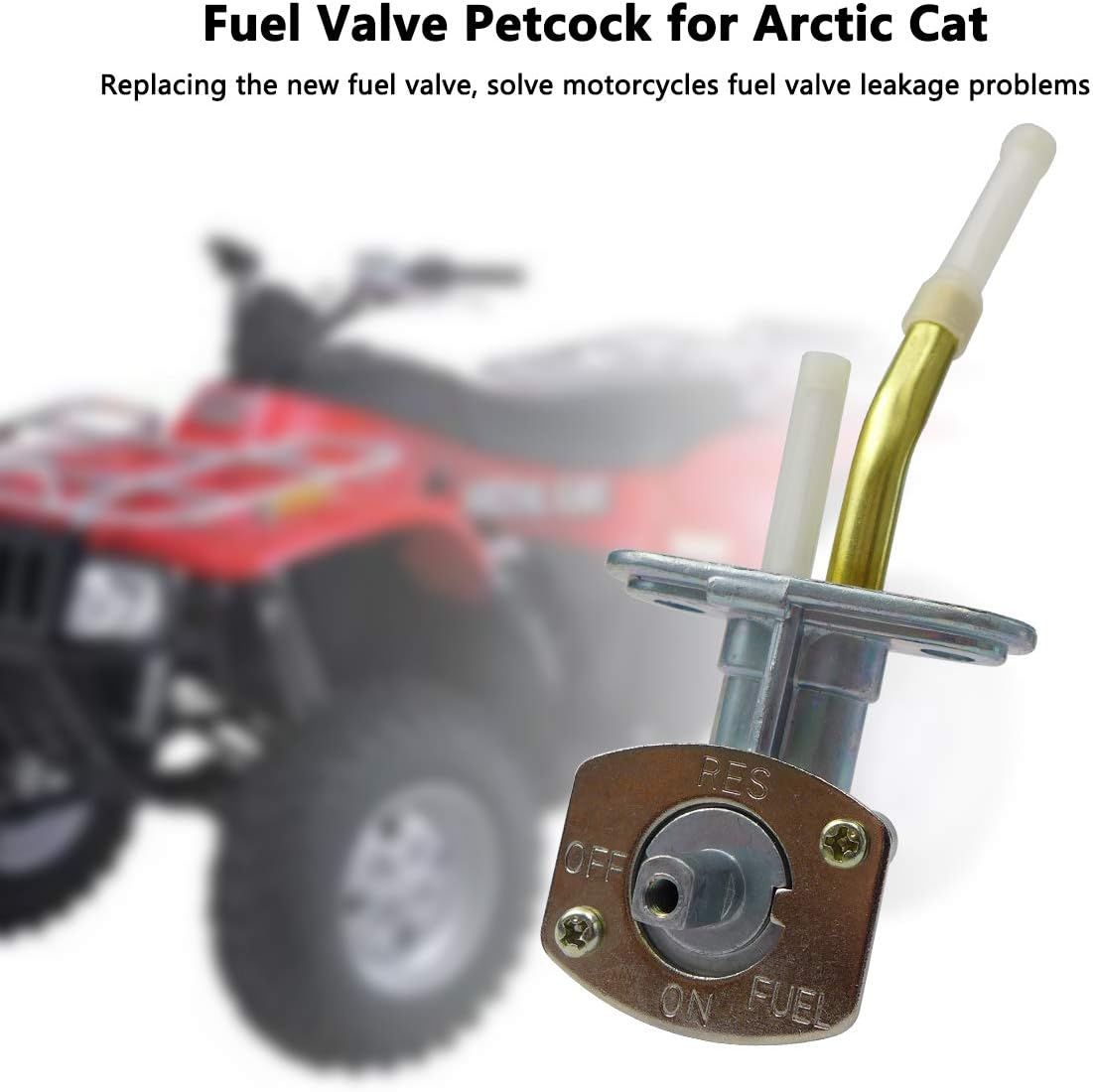 Fuel Valve Petcock Fit for Arctic Cat ATV 250 300 400 500 1998-2005, Knob Switch with On/Off/Res/Fuel Replace for 0470-344 0470-363 0470-365 0470-401 0470-445, Fuel Valve Shut Off Petcock Set