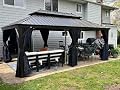 PURPLE LEAF 12' x 20' Hardtop Gazebo Outdoor Metal Roof Sun Shade Tent with Curtains and Netting Patio Canopy Permanent Pavilion
