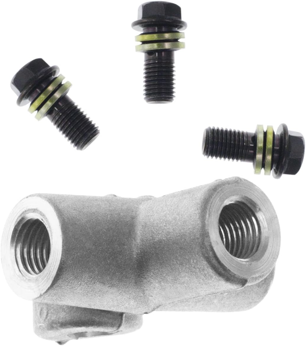 PRO BAT 3 Way Hydraulic Brake Hose Line Adaptor Spliter T Shape with M10 Banjo Bolt for Motorcycle Quad Bike ATV Silver