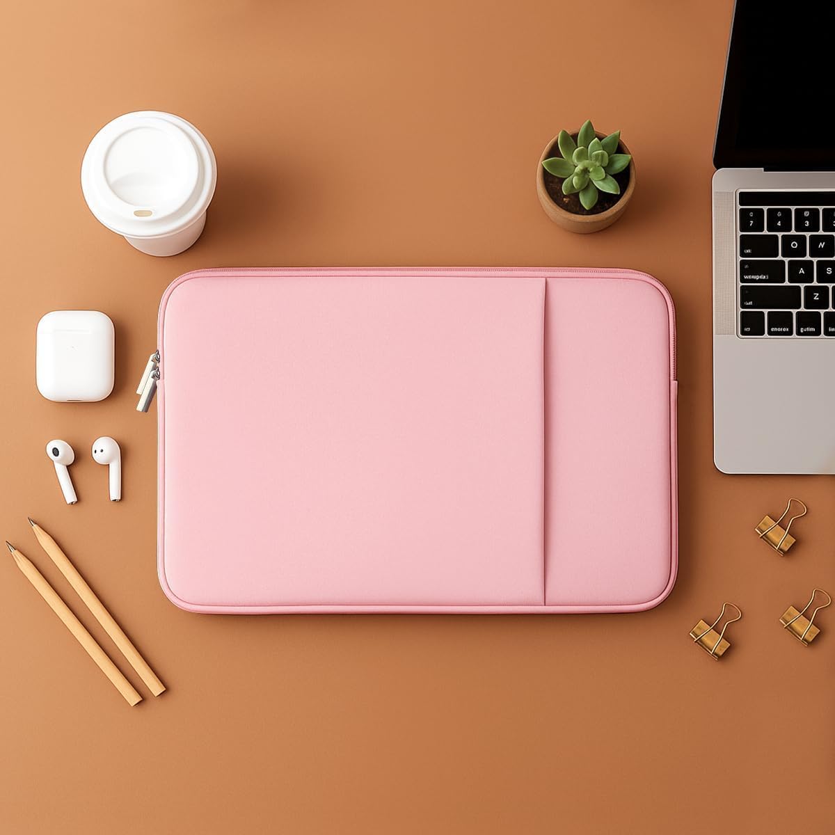 Laptop Sleeve for MacBook Neo/Air/Pro 13 inches A18/M5/M4/M3/M2/M1 Chip 2026-2020 A3404 A3449 A3240 A3113 with 2 Pockets Tablet Bag Case Accessories (Bright Blush Pink)