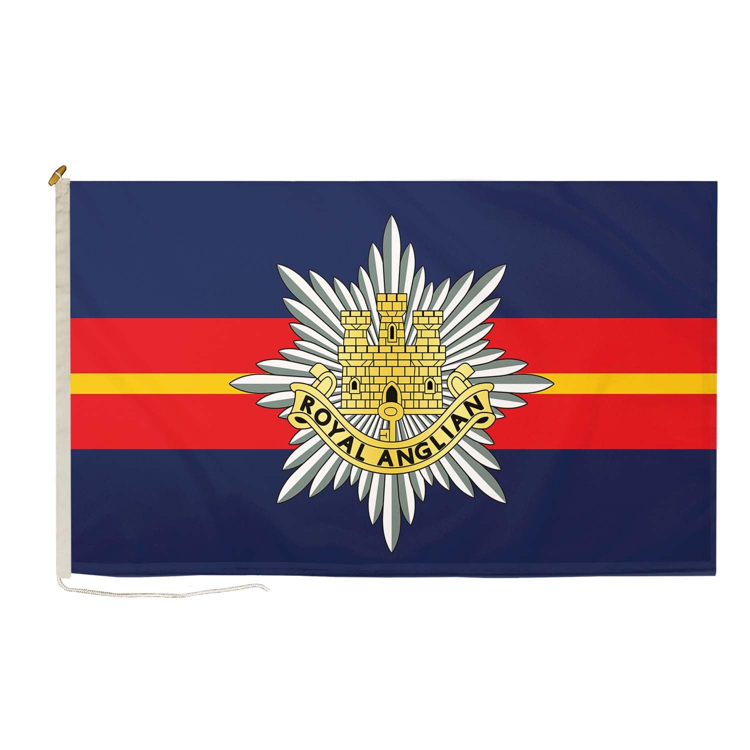 Royal Anglian Regiment DuraFlag Rope and Toggled 5ft x 3ft Premium Quality Flag 150cm x 90cm, 5ft x 3ft (150cm x 90cm)